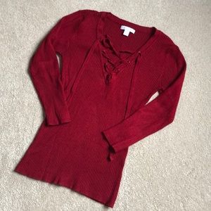 NY&Co Gorgeous Red Wine ¾ Sleeve Sweater